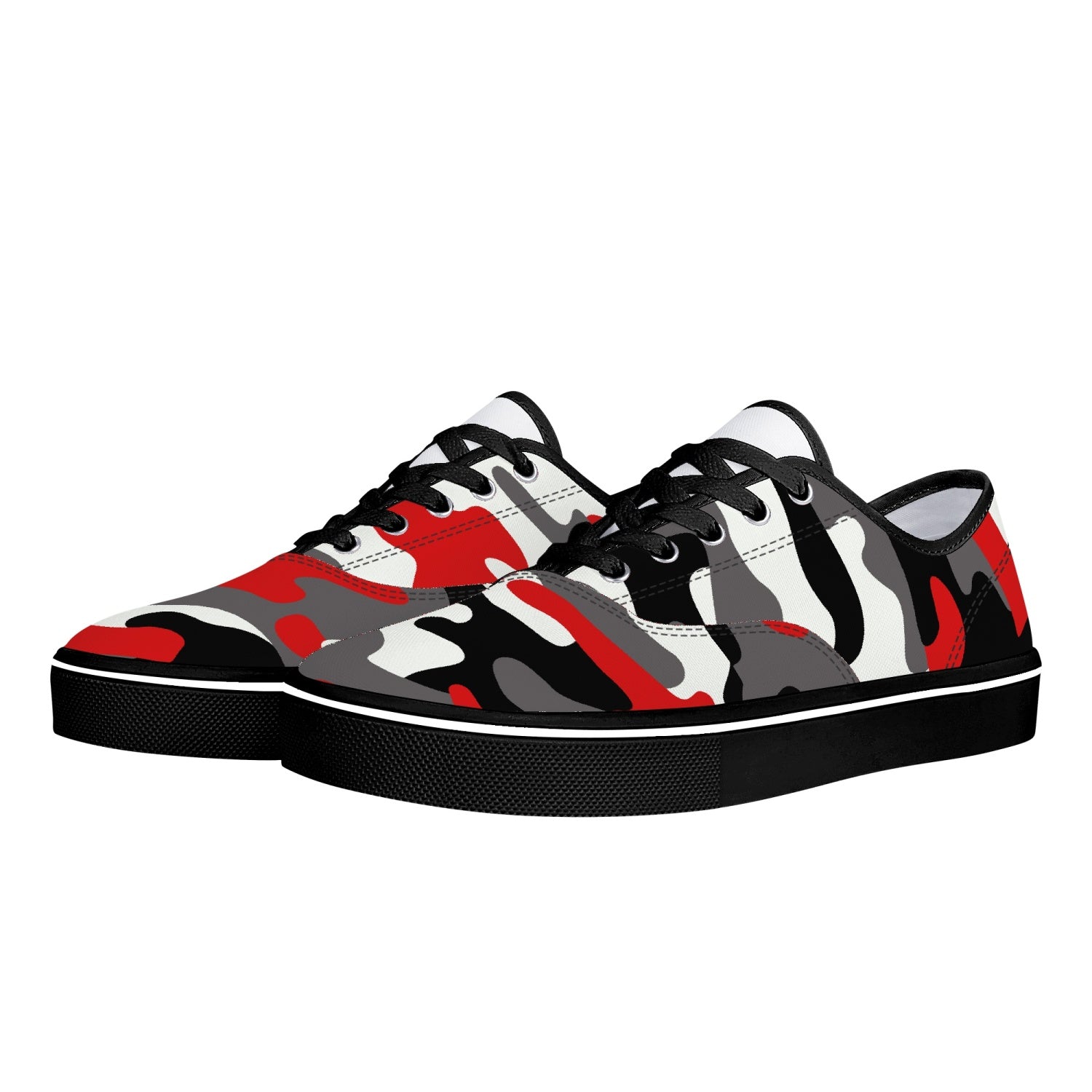 Camo Skate Shoes | Red, Black, and White Camouflage Camo Colors