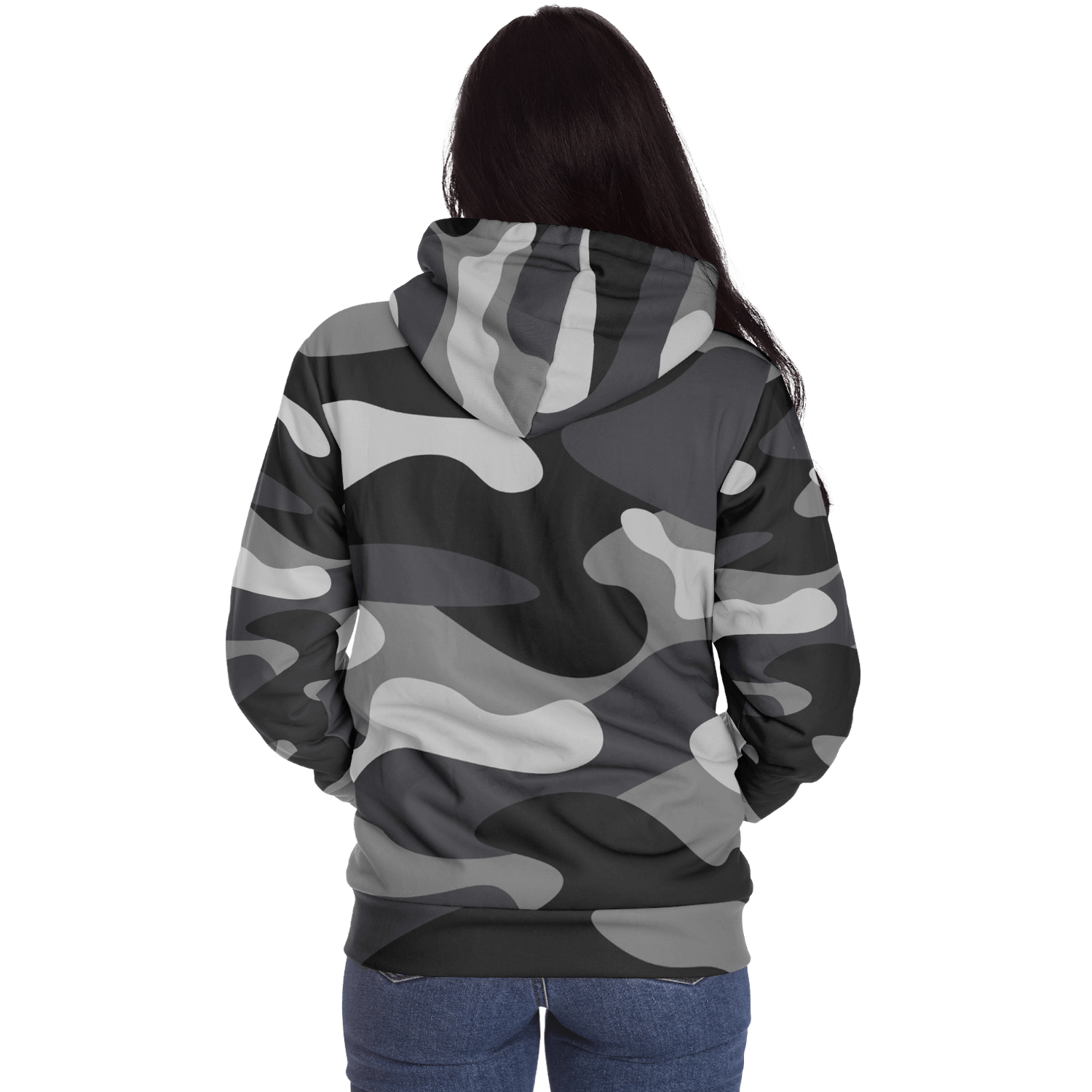 Microfleece Zip Camouflage Hoodie in Shade Of Grey Camo Colors