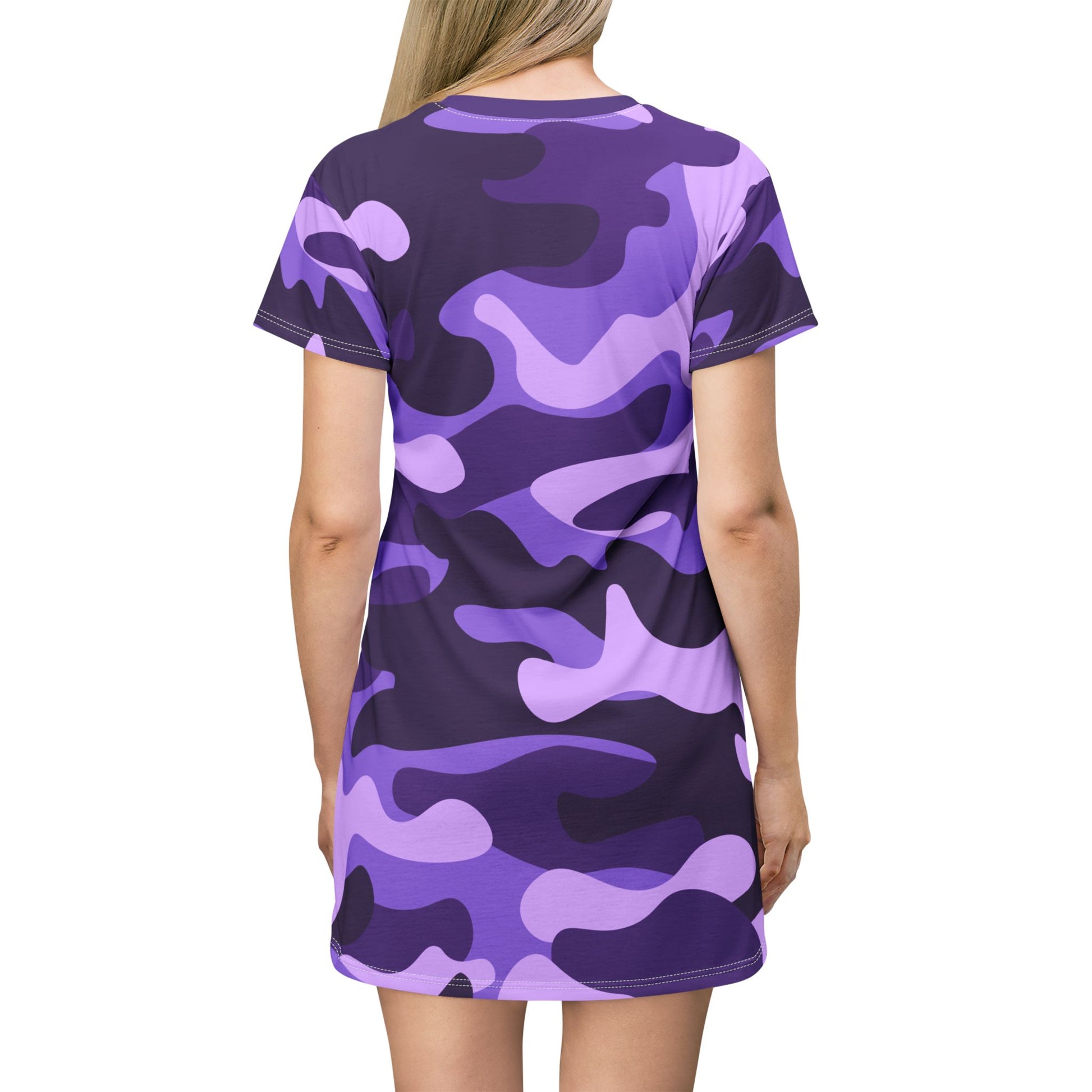 Camo T-Shirt Dress | Purple, Blue, and Mauve Camouflage Camo Colors