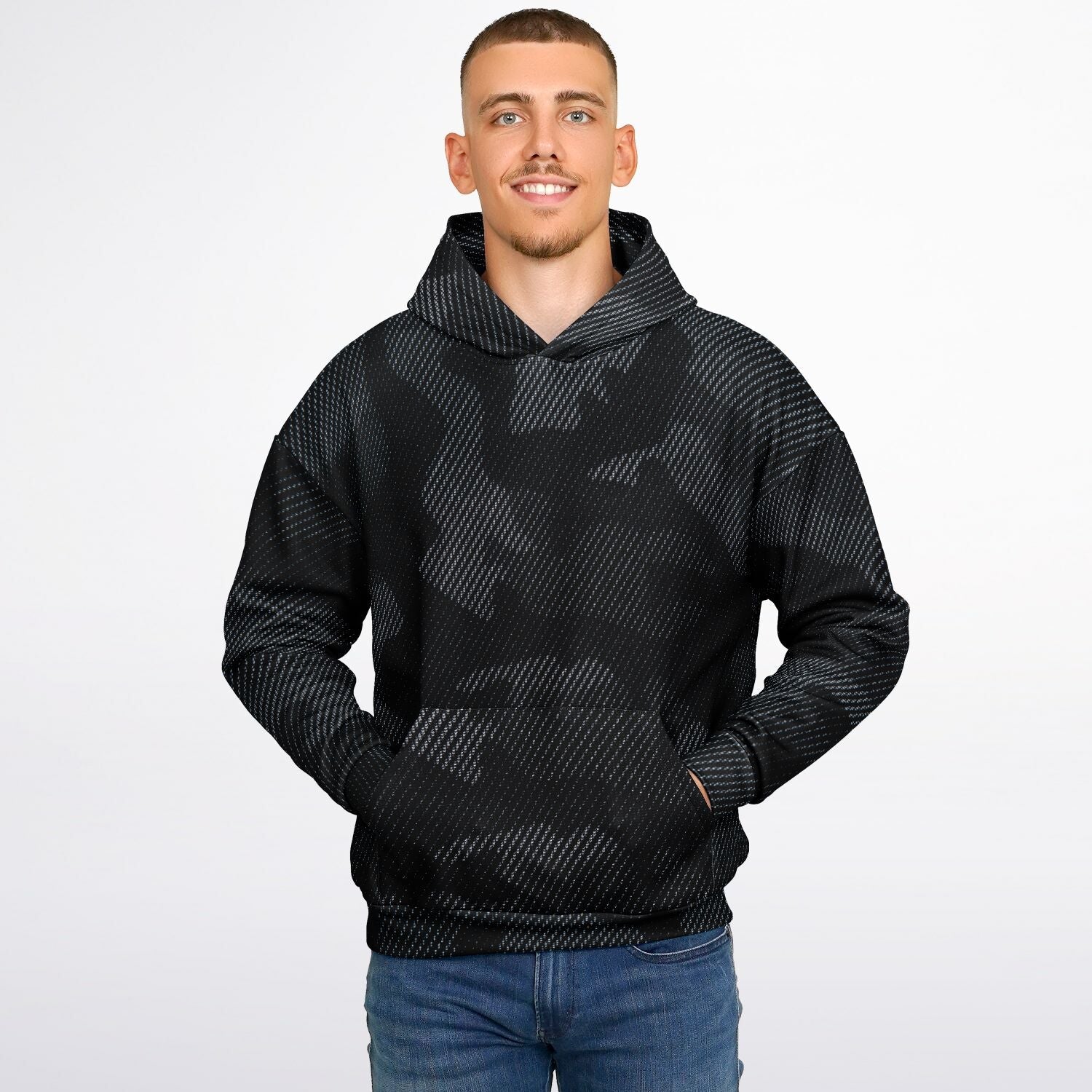 Black Oversized Hoodie | Camouflage Uniform Cloth Pattern | Camo Colors