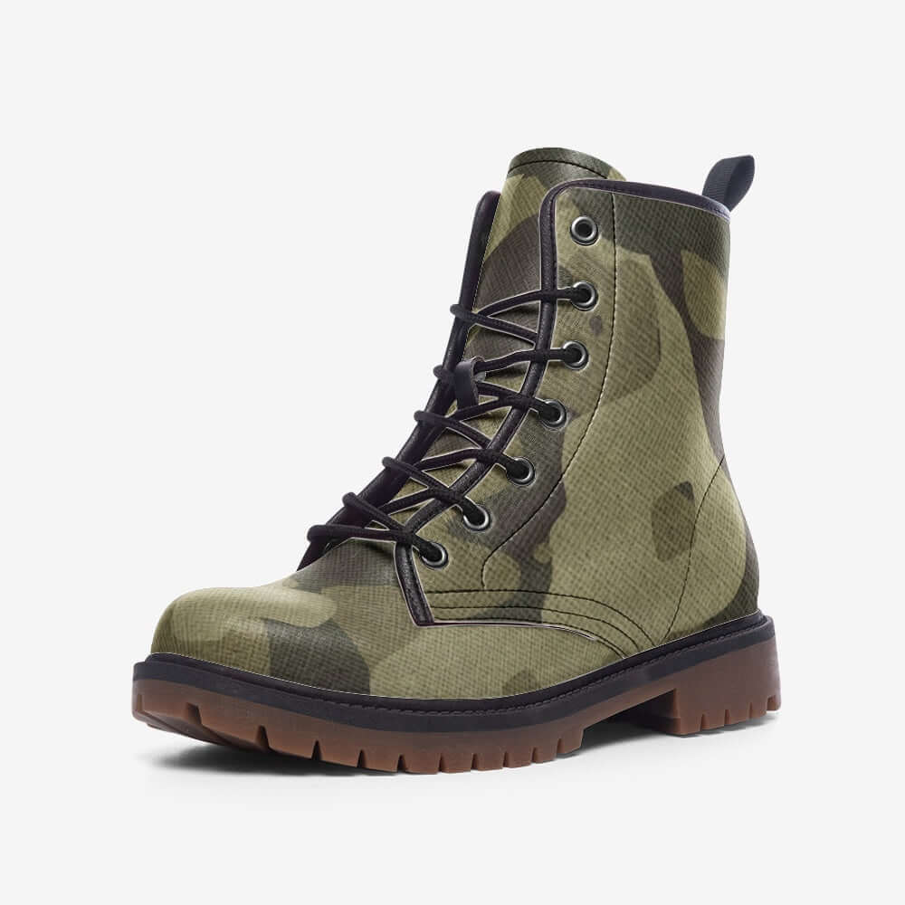 Camo Boots | Leather Camouflage in Green Fabric Camo Colors