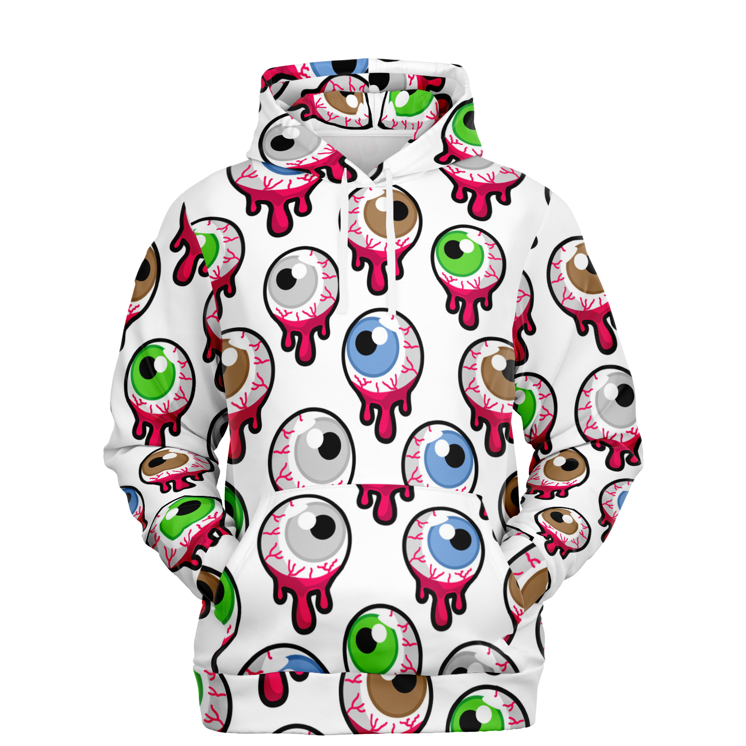 Bloody Zombie Hoodie with Alien Eyeballs on White Background Camo Colors