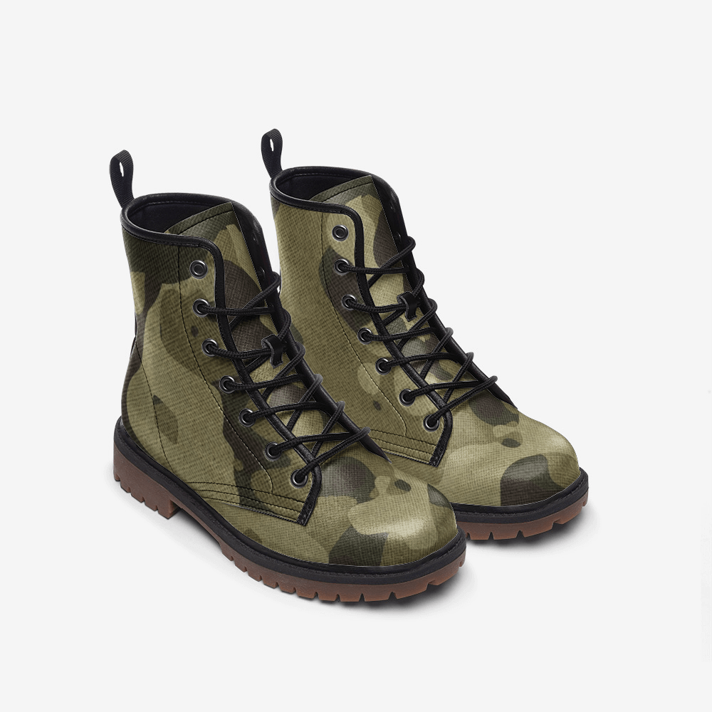 Camo Boots | Leather Camouflage in Green Fabric Camo Colors