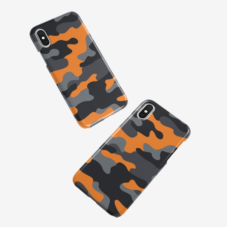Camo Phone Case | iPhone | Orange, Black, & Gray Camo Colors