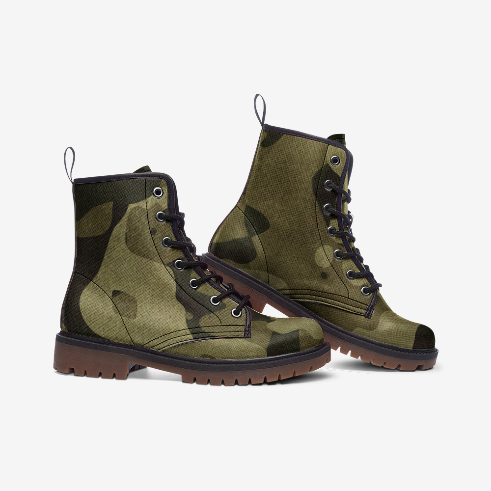 Camo Boots | Leather Camouflage in Green Fabric Camo Colors