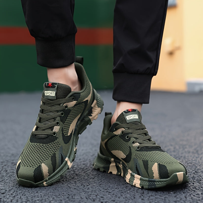 Men's Lightweight Sneakers – Camouflage Pattern, Non-Slip Lace-Up Camo Colors
