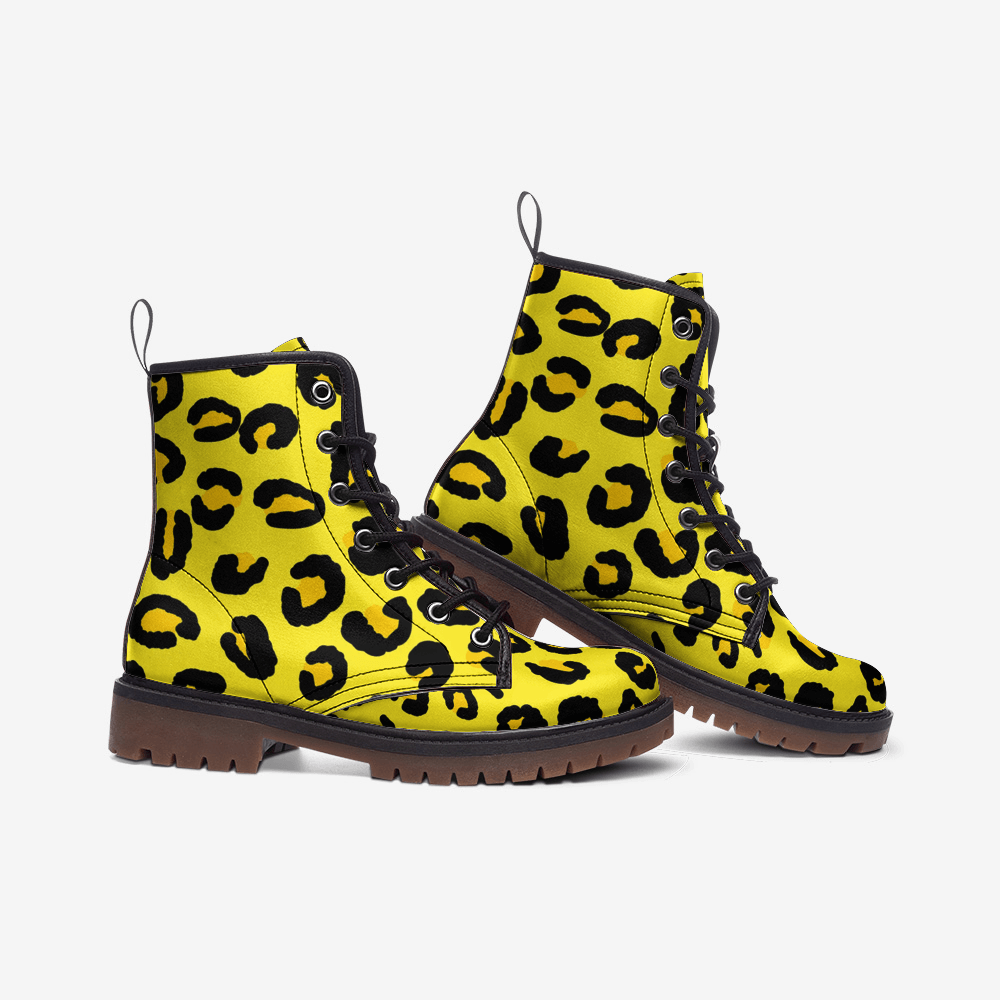 Leopard Boots | Lightweight Leather | Yellow and Black Camo Colors
