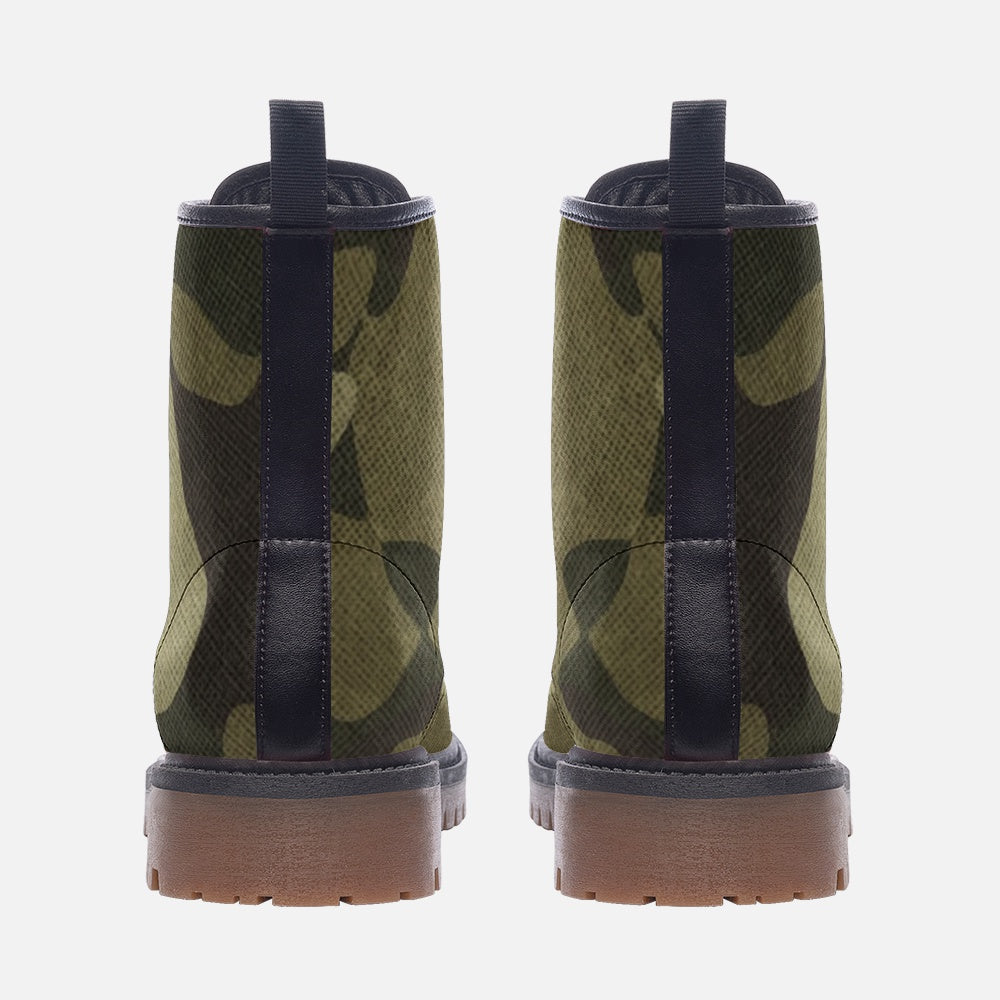 Camo Boots | Leather Camouflage in Green Fabric Camo Colors