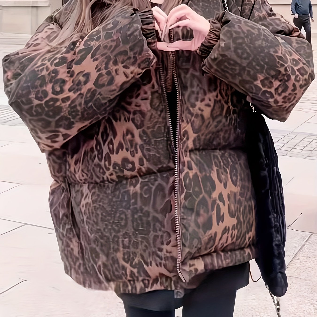 Women's Leopard Print Winter Coat with Pockets | Camo Colors