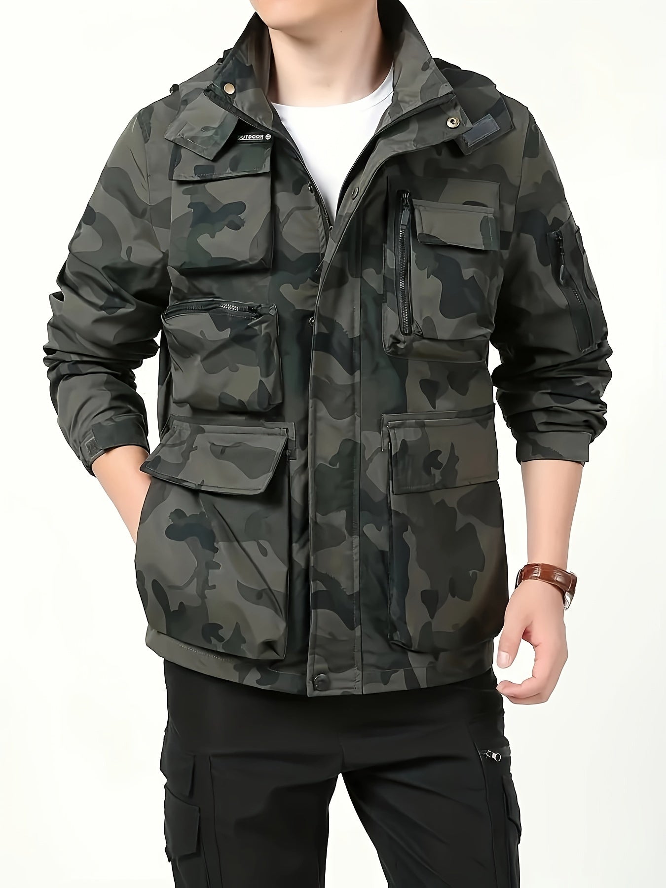 Men's Camouflage Softshell Jacket with Hood | Army Green | Camo Colors