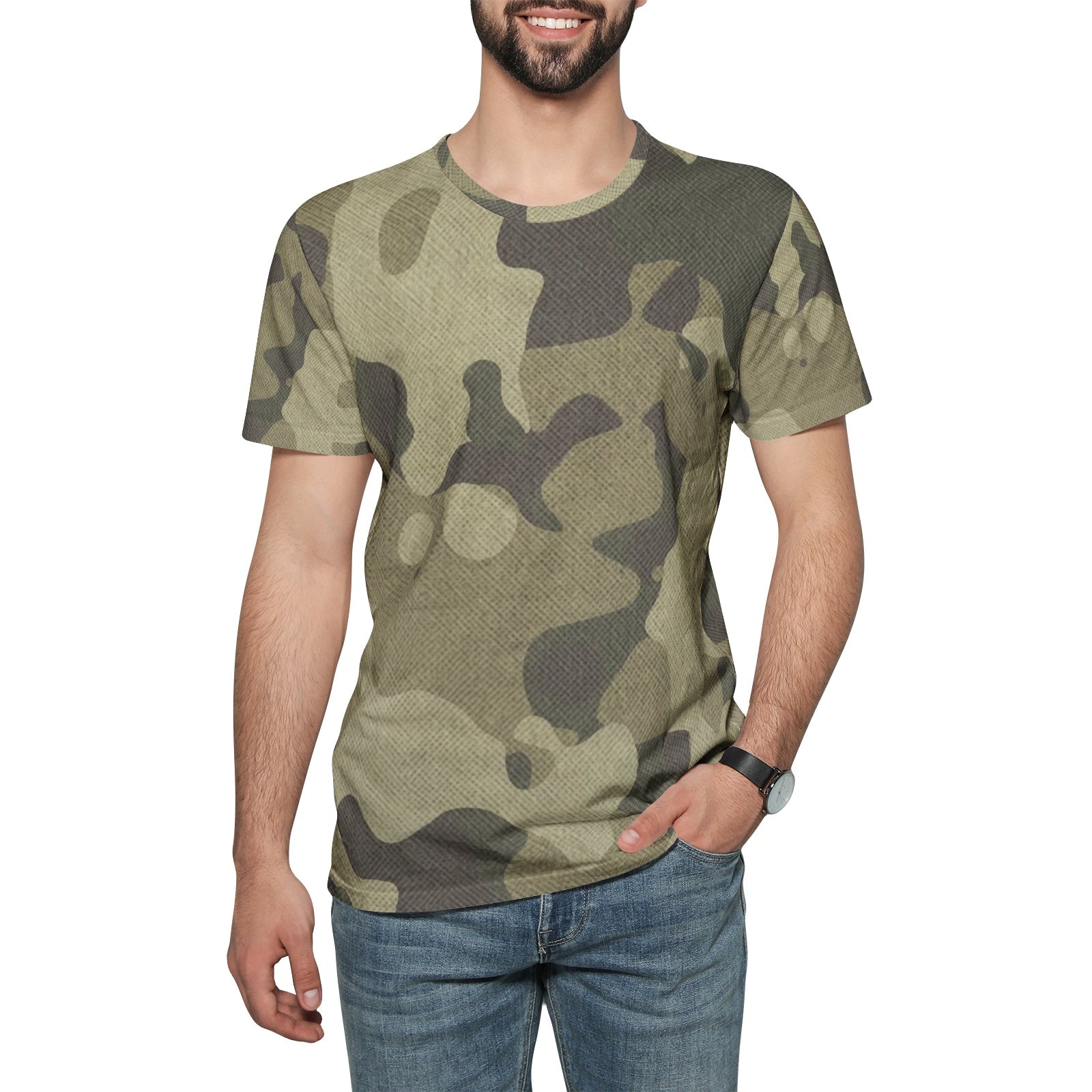 Camo T-shirt | Cotton | Unisex | Green Fabric Camouflage Camo Colors
