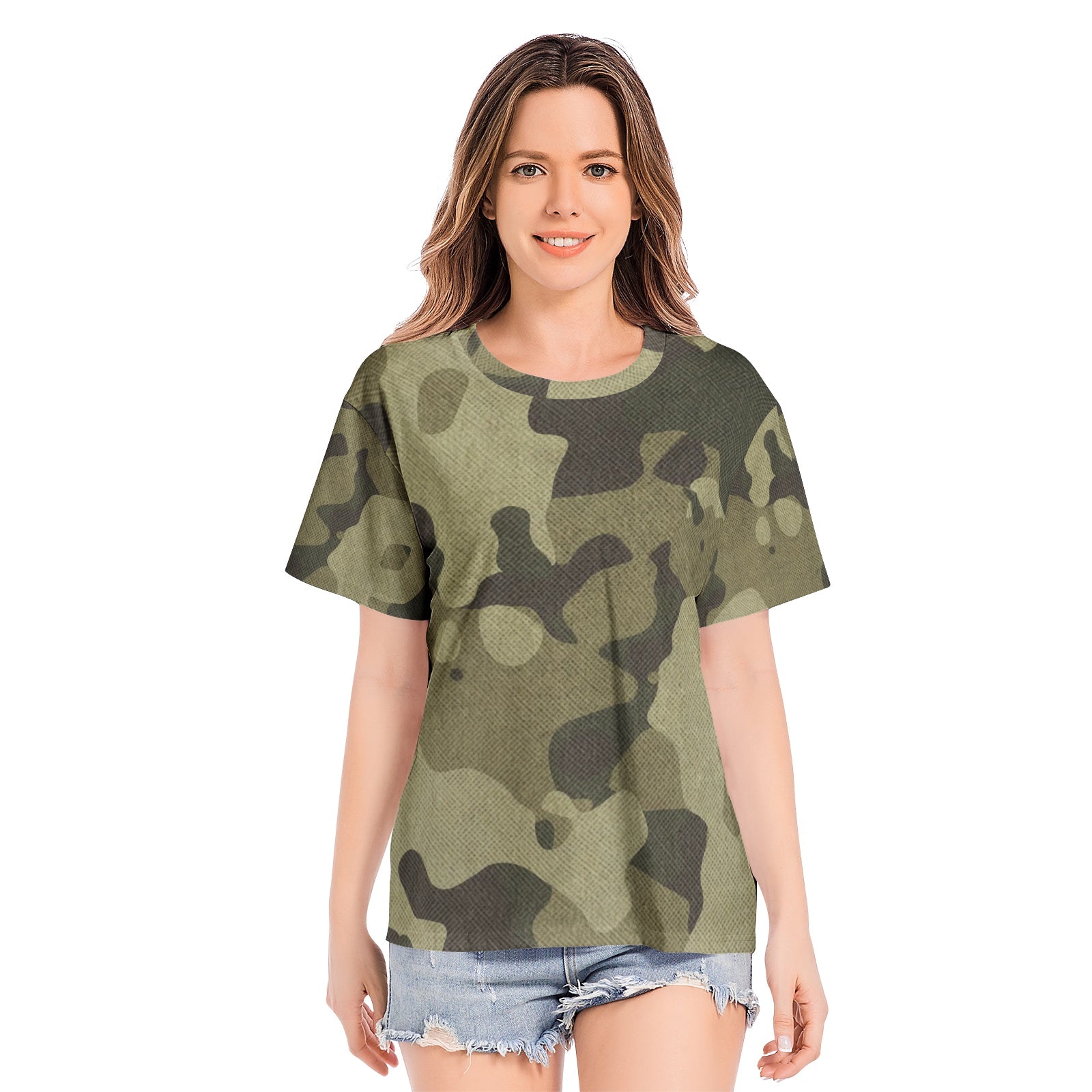 Camo T-shirt | Cotton | Unisex | Green Fabric Camouflage Camo Colors
