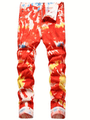 Men'S Regular Fit Casual Denim Jeans - Mid Waist Camo Colors