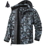 Men's Mountain Coat, Super Warm Fleece, Snow Hooded Jacket Camo Colors