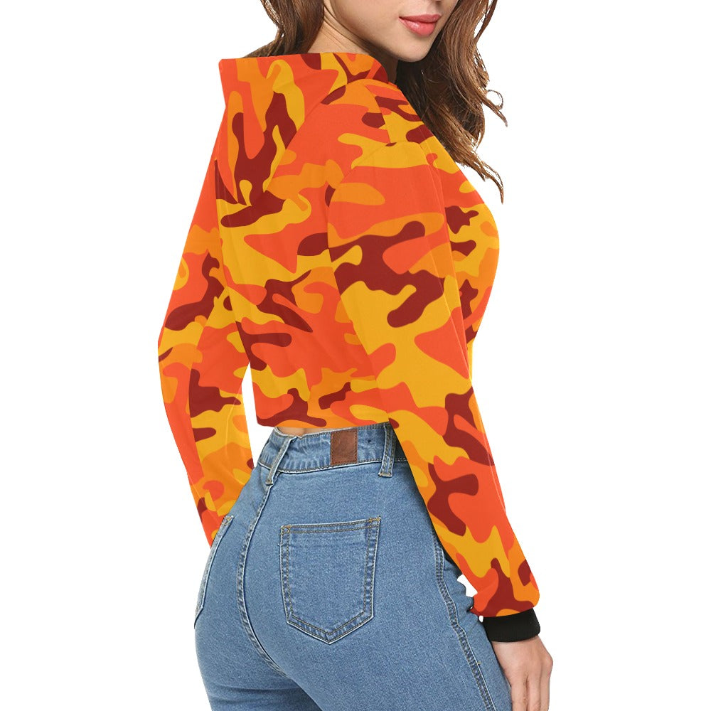 Cropped Camo Hoodie | Regular Fit | Orange and Red Camouflage Camo Colors