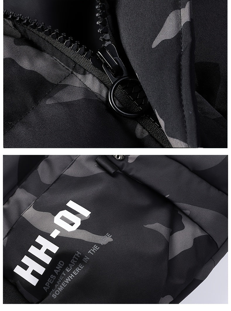 Men's Camo Hooded Jacket: Comfy, Warm Outerwear for Autumn/Winter Camo Colors