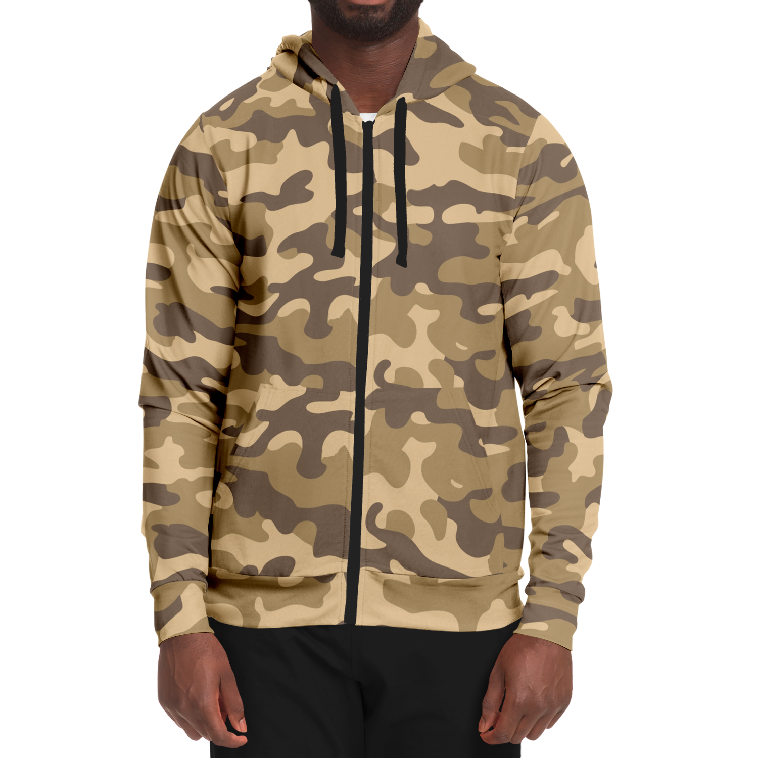 Zip-Up Hoodie | Khaki Camouflage style Camo Colors