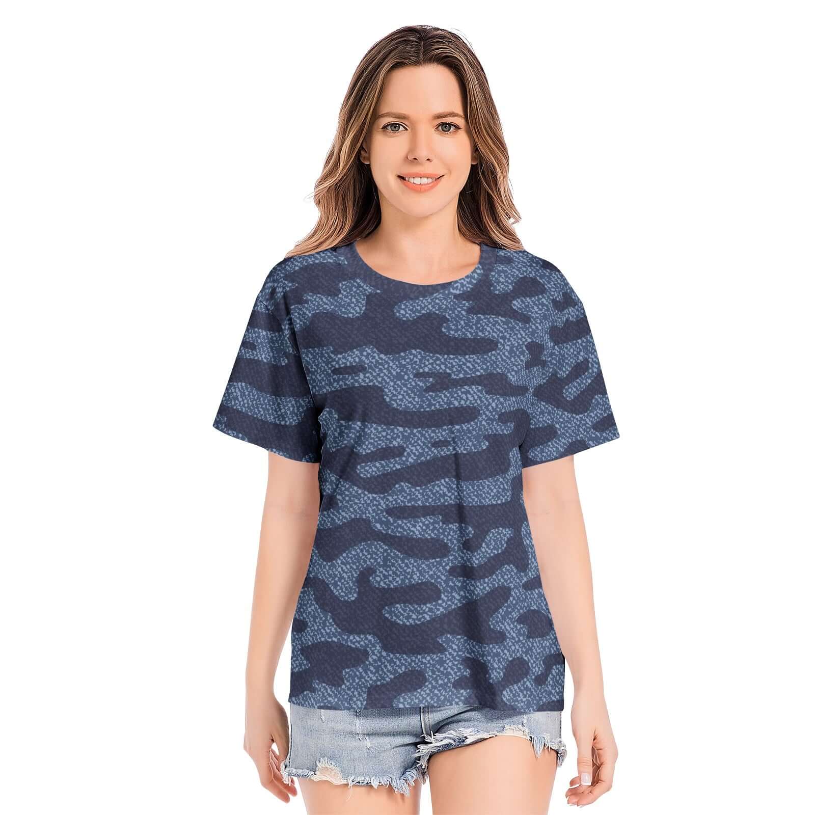 Cotton T-shirts | Spotted Camo Blue Jeans Cloth Pattern Camo Colors