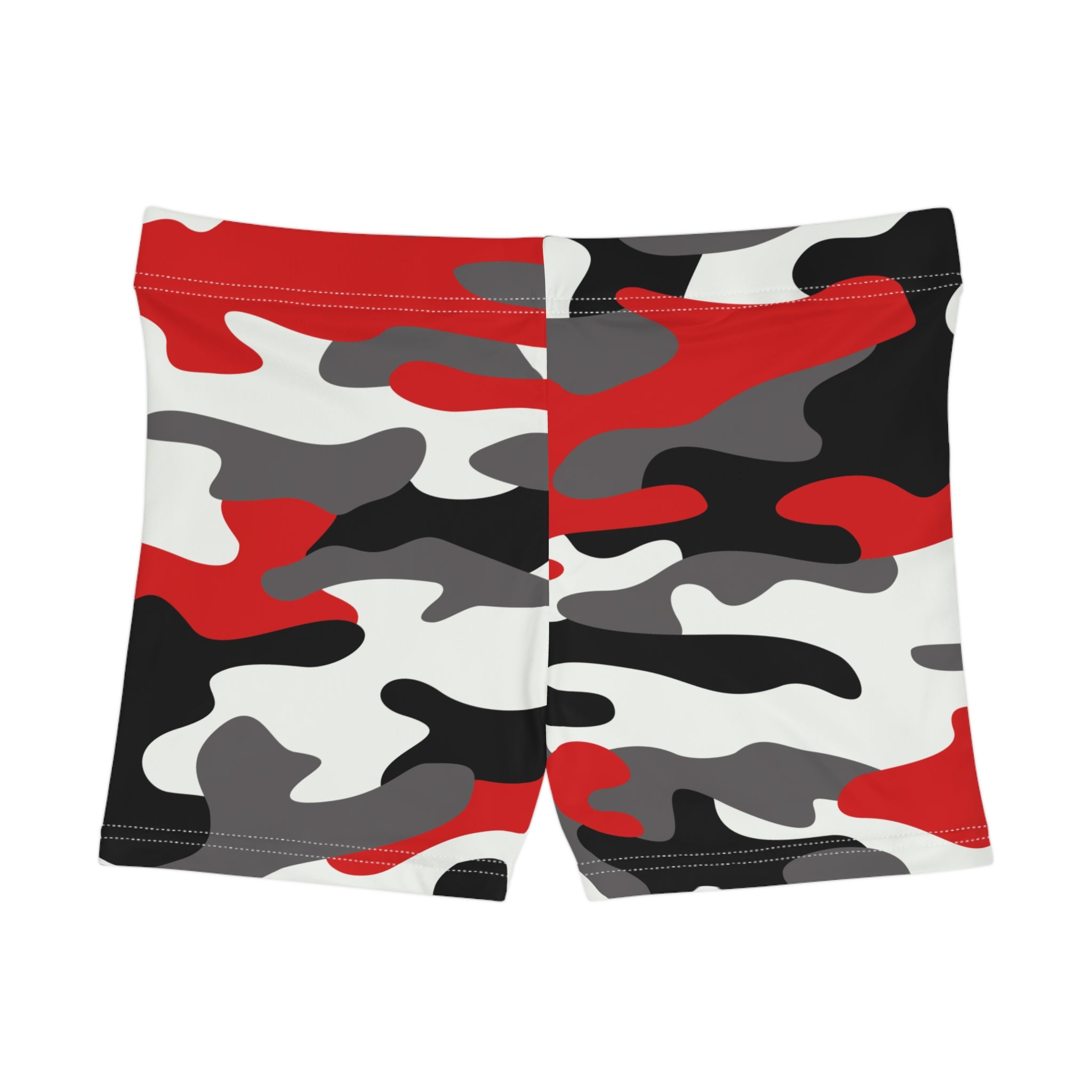 Women's Camo Shorts | Tight Fit | Red, Black, and White style Camo Colors