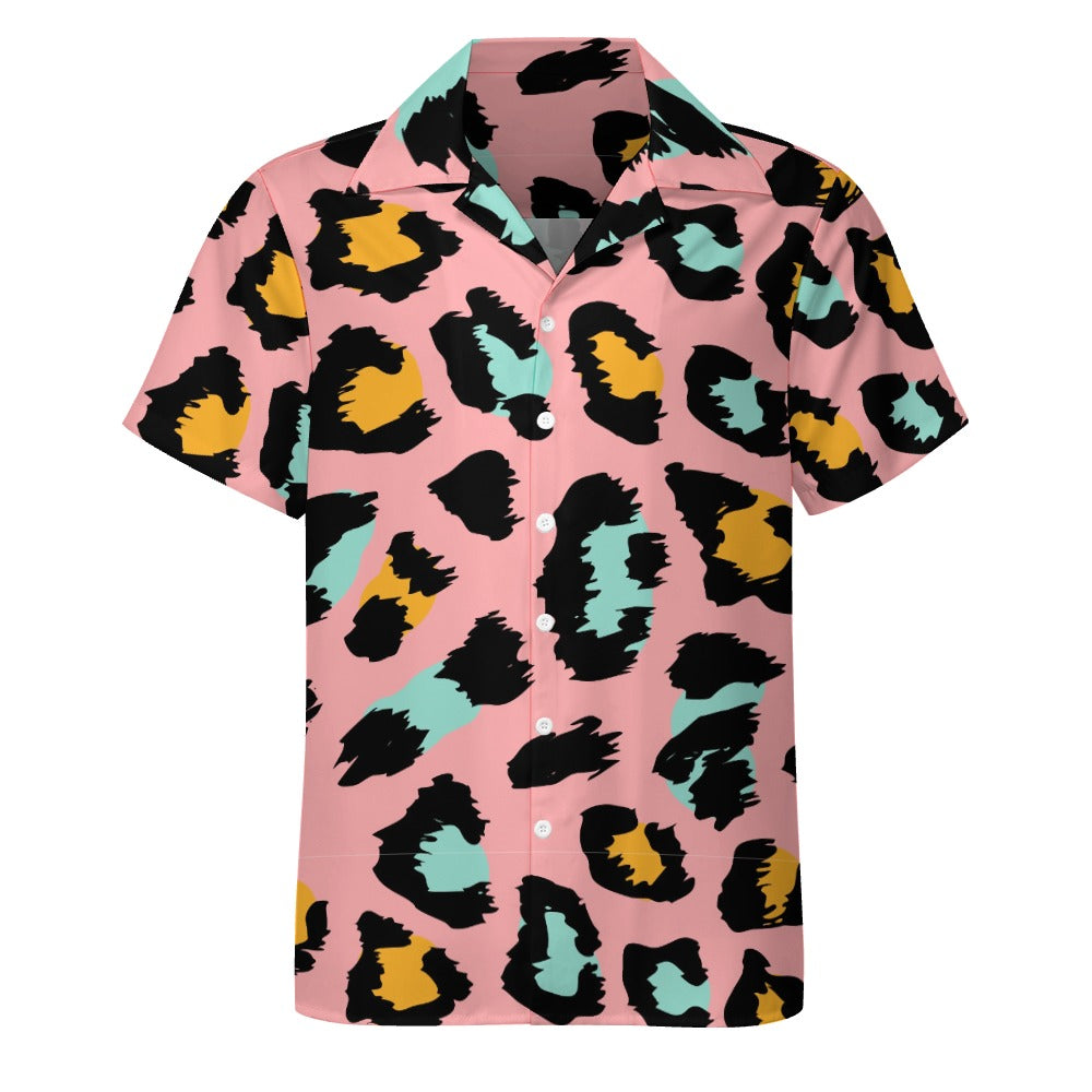 Pink Panther Men's Shirt | Cuban Collar Style | Camo Colors