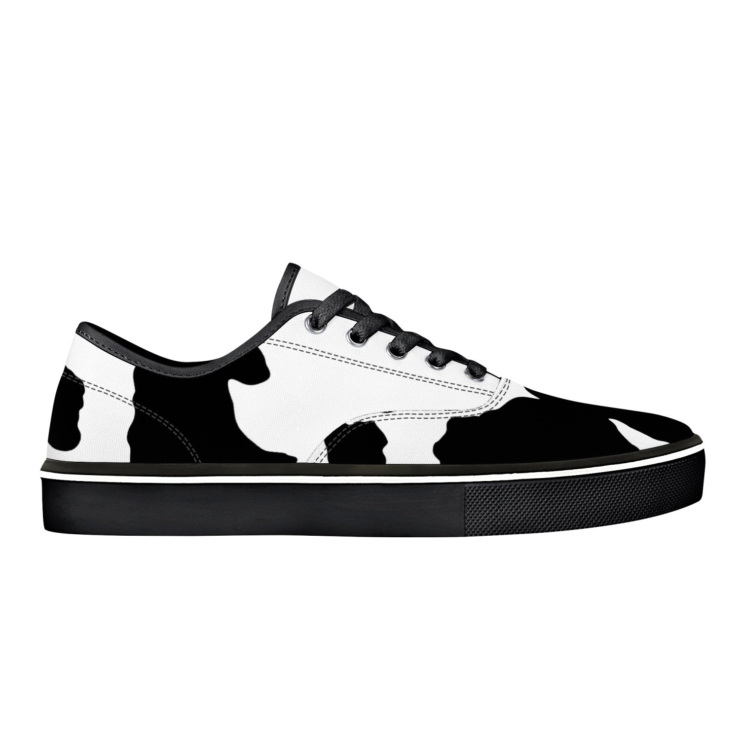 Camo Skate Shoes | Black & White Cow Print Camo Colors