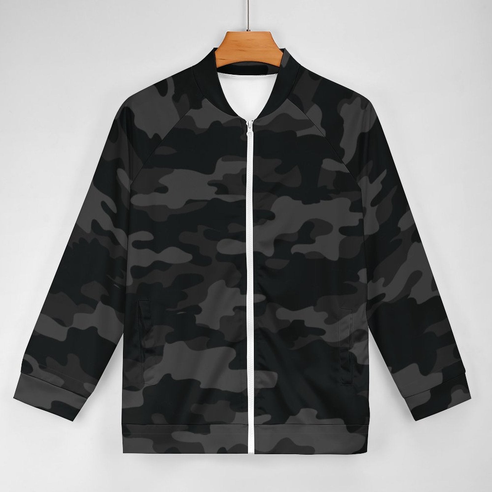 Camo Shirt | Raglan Zip-up | Black Camouflage Camo Colors