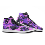 Pink Camo Sneakers AJ 1 | High Top Leather | Black & Indigo Camo Colors