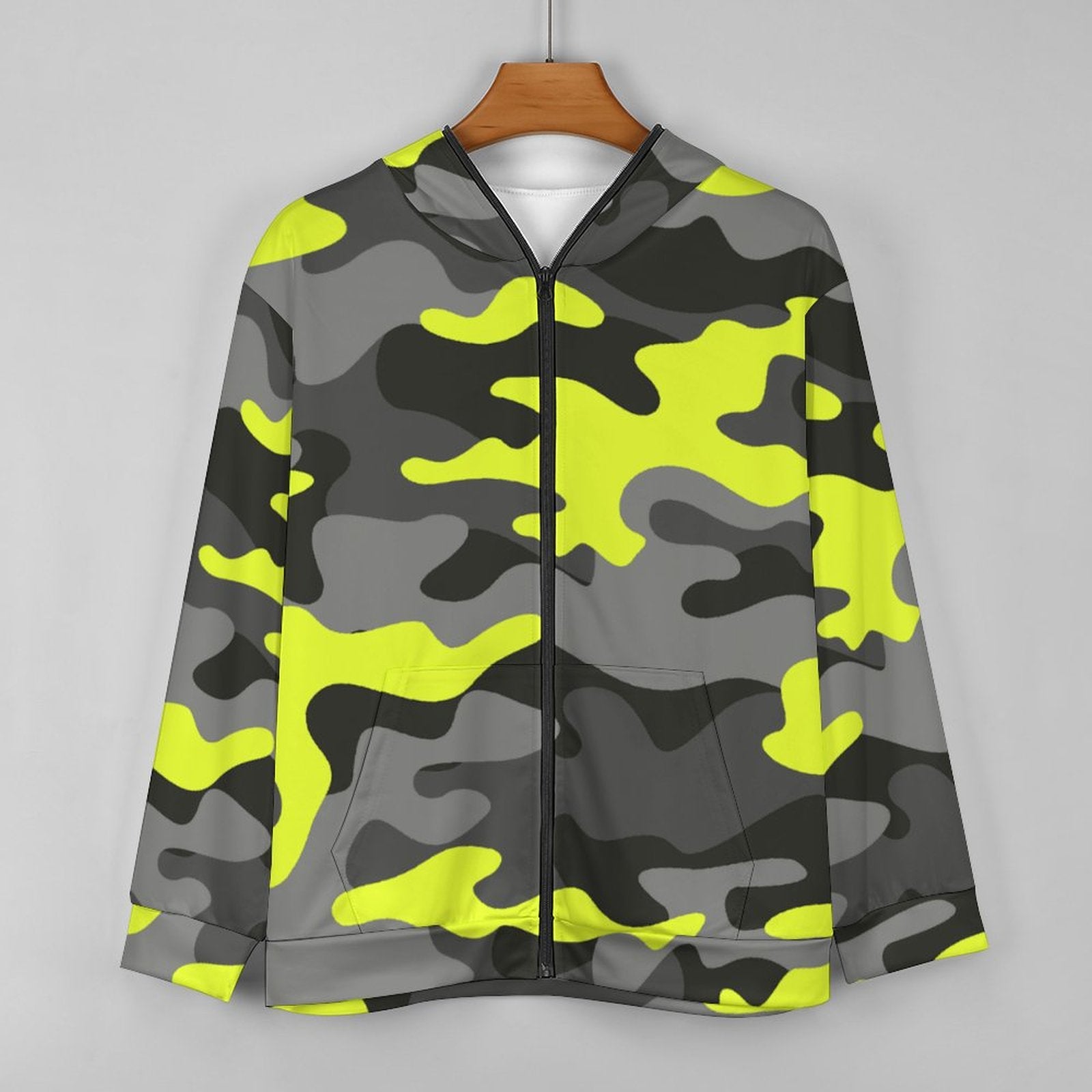 Zip Camo Hoodie | Black, Gray, and Yellow Camouflage Camo Colors
