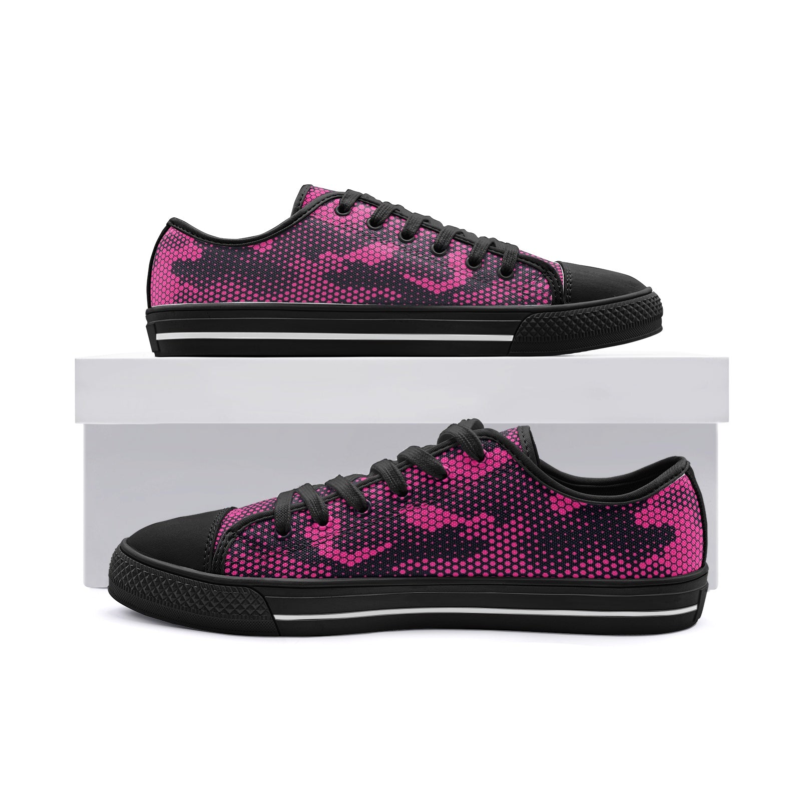 Camo Shoes | Low Top Canvas | Digital Pink Camouflage Camo Colors
