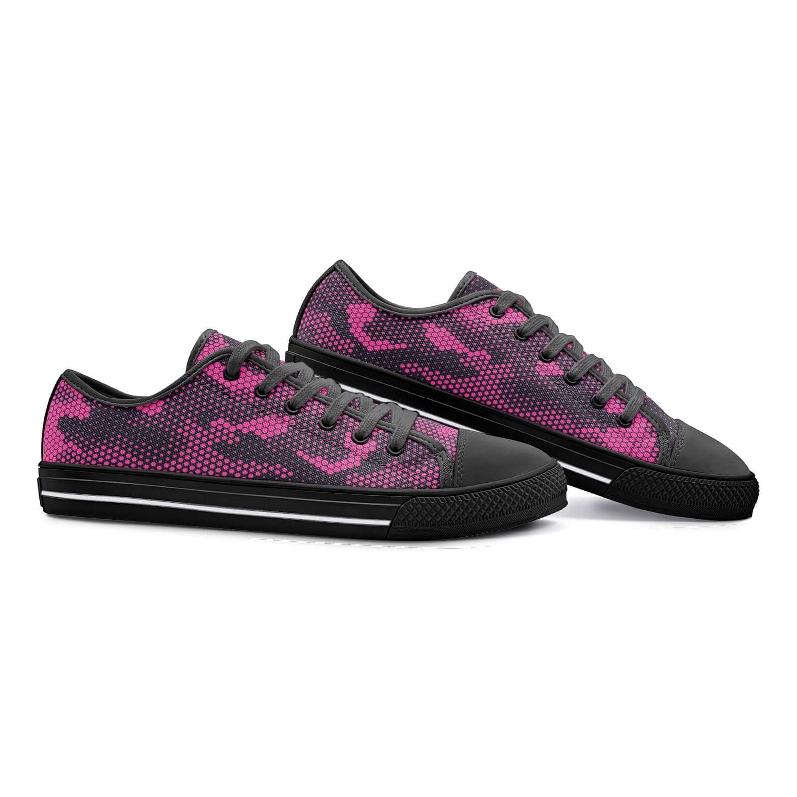 Camo Shoes | Low Top Canvas | Digital Pink Camouflage Camo Colors
