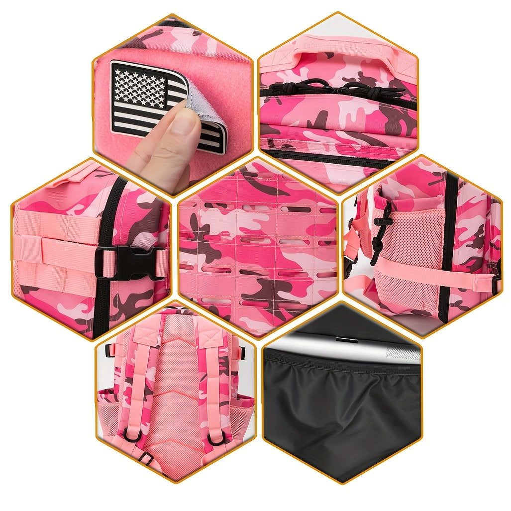 6.6-Gallon Pink Camo Molle Backpack for Women Camo Colors