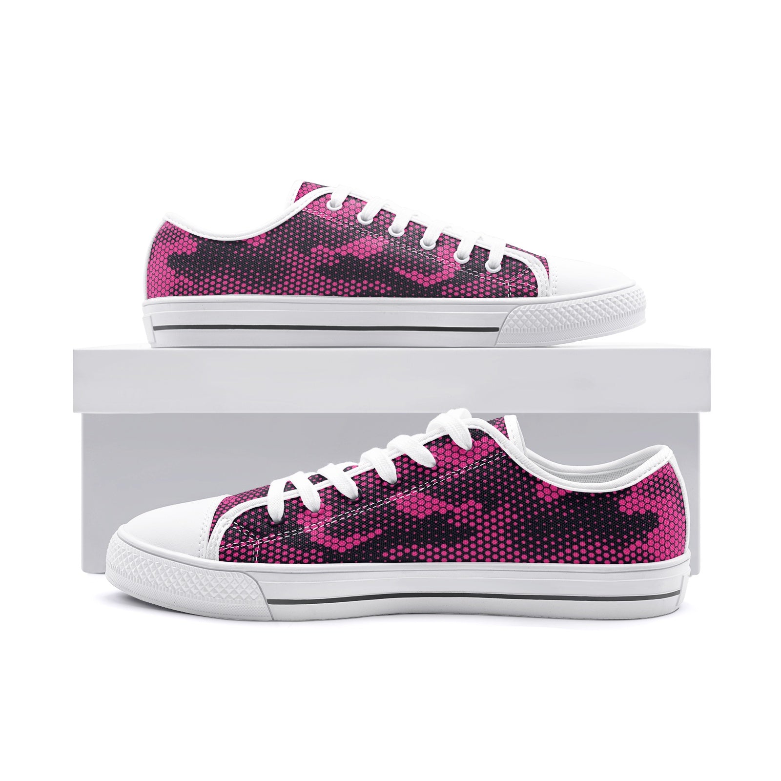 Camo Shoes | Low Top Canvas | Digital Pink Camouflage Camo Colors