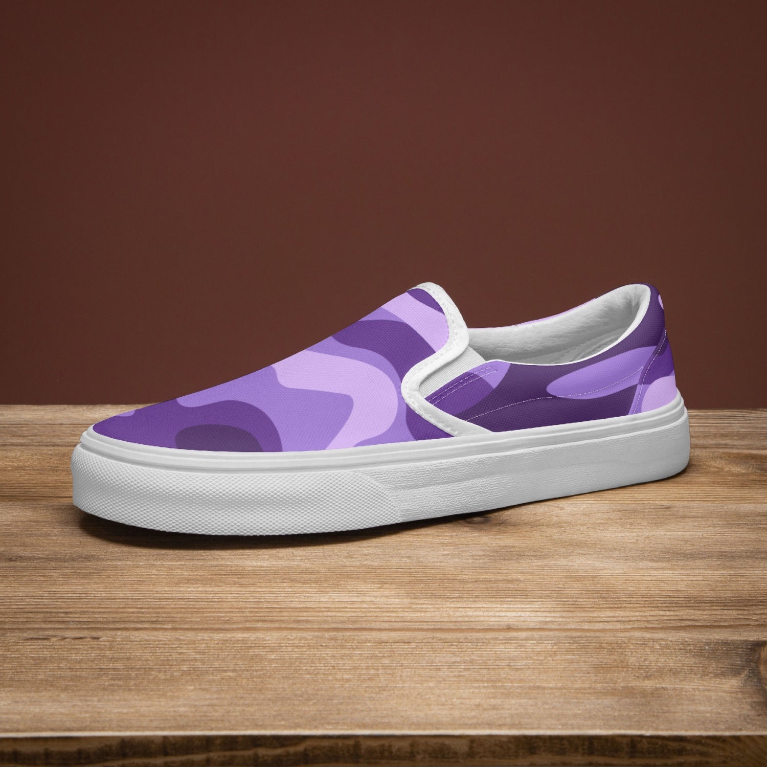 Camo Slip-On Shoes | Purple, Blue and Mauve Camo Colors