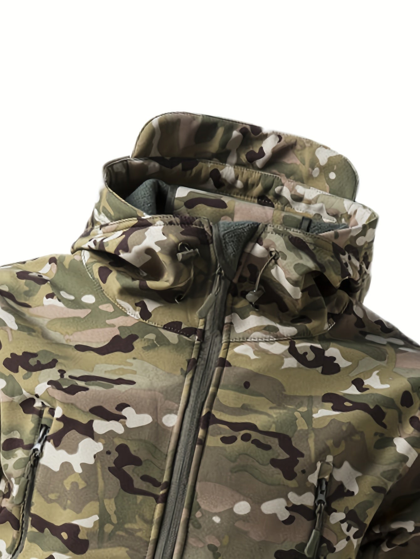 Men's Military Camo Jacket | Hooded Windbreaker with Zippered Pockets, Removable Hood Camo Colors