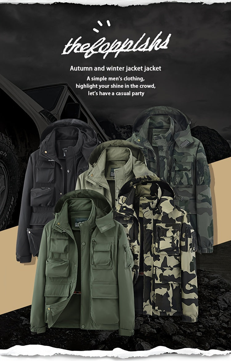Men's Camo Jacket | Outdoor Stylish with Removable Hood Camo Colors