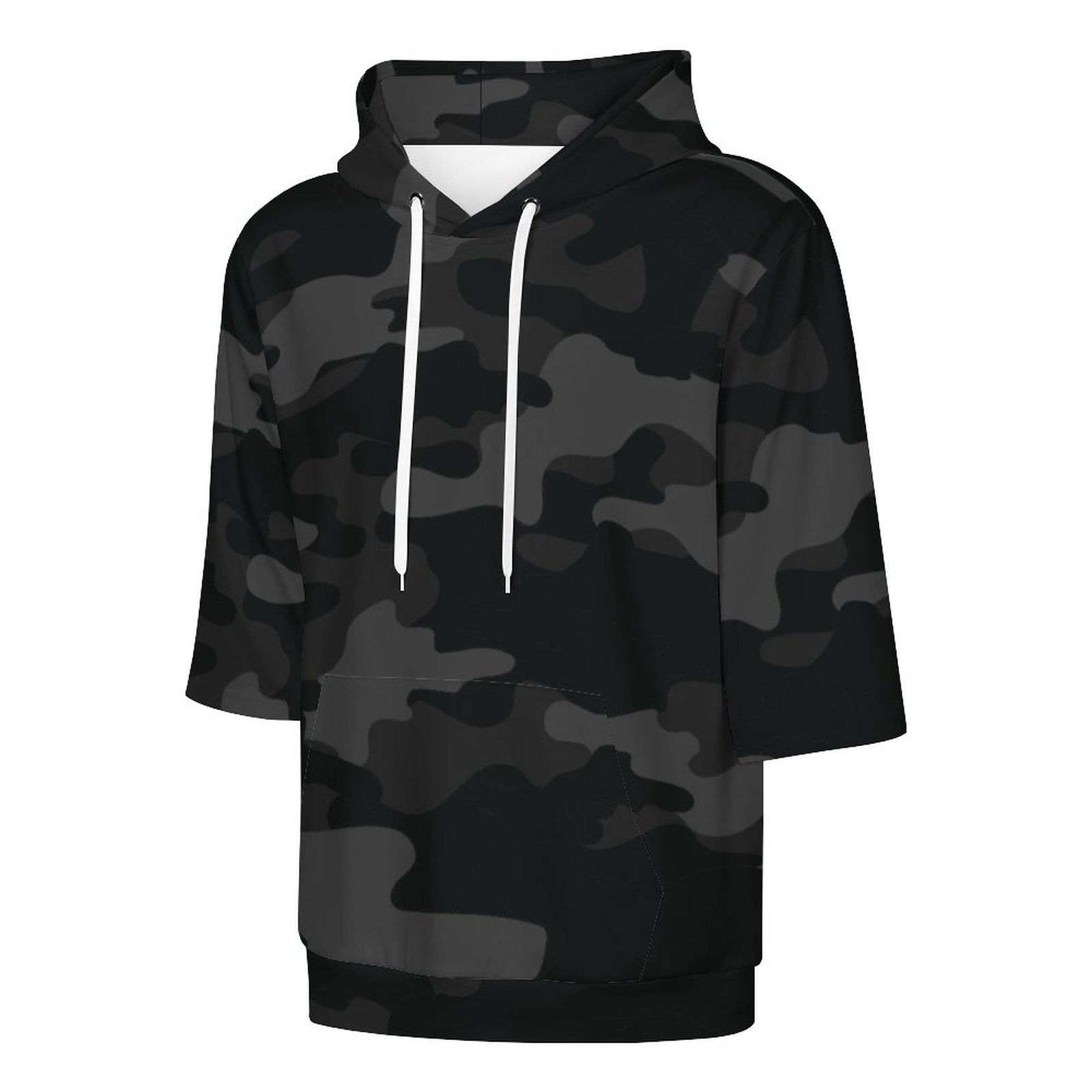 Short Sleeve Hoodie | Black Camouflage Camo Colors