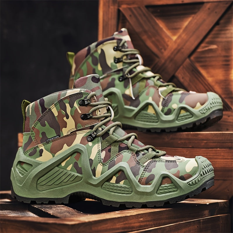 Men’s Comfy High Top Lace-Up Camouflage Walking Shoes Camo Colors