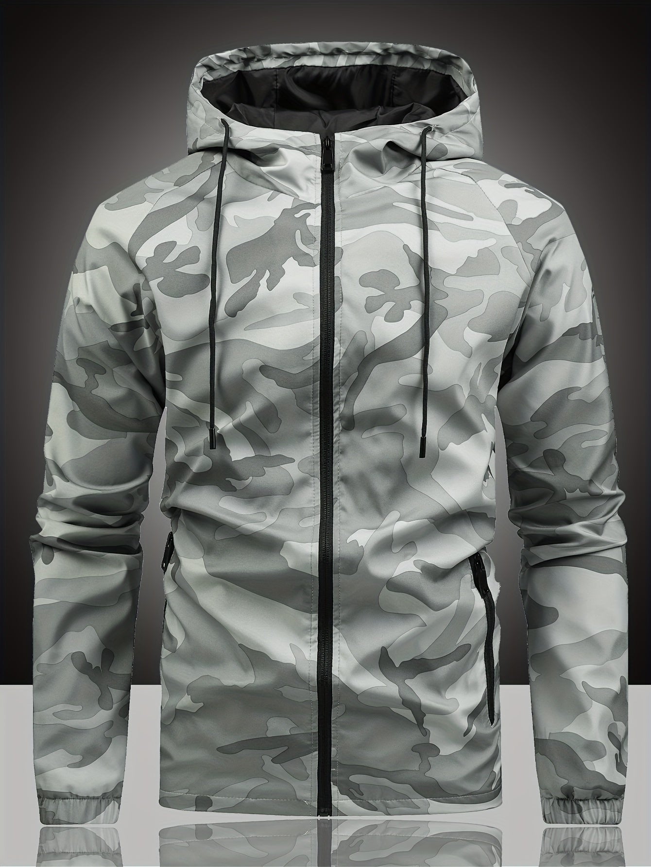 Long Sleeve Hooded Zipper Jacket for Men Camo Colors
