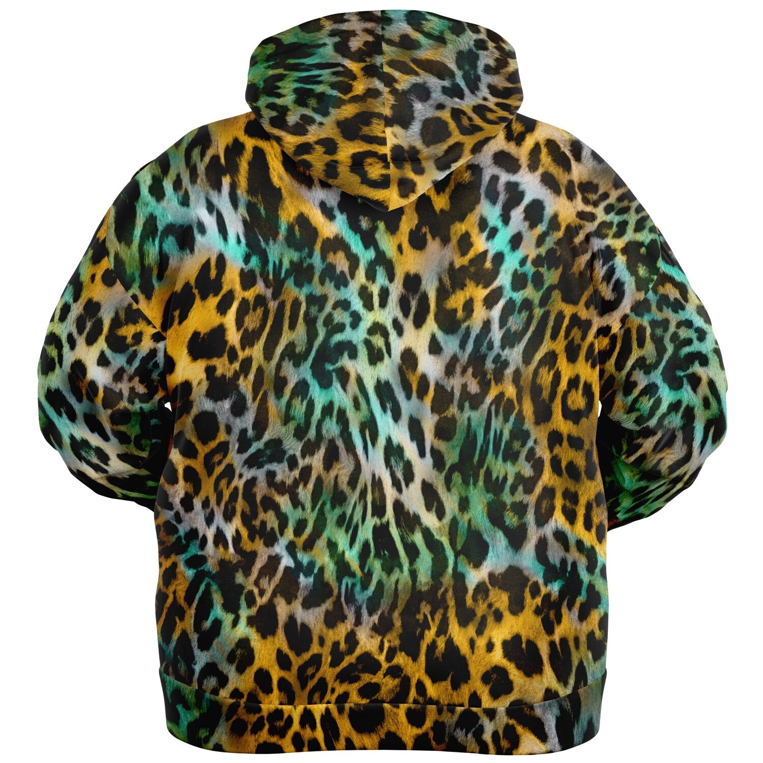 Plus-size Hoodie in Yellow & Blue Abstract Leopard Print | Camo Colors