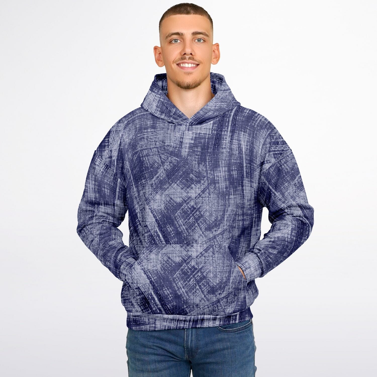 Blue Wash Denim-Style Oversized Hoodie | Camo Colors