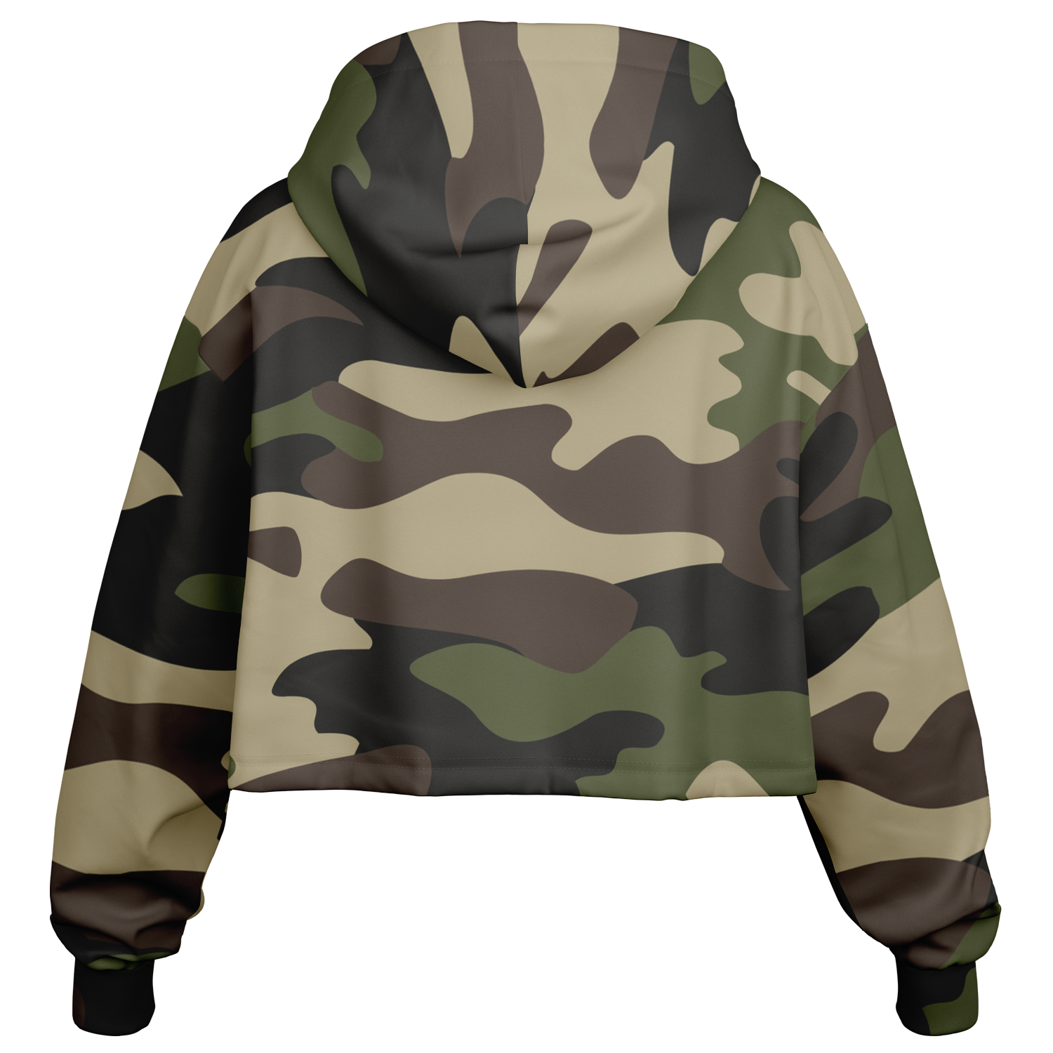 Cropped Hoodie For Women | Classic Green Camo Camo Colors