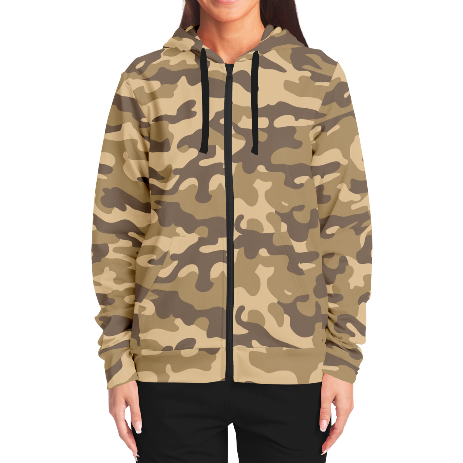Zip-Up Hoodie | Khaki Camouflage style Camo Colors
