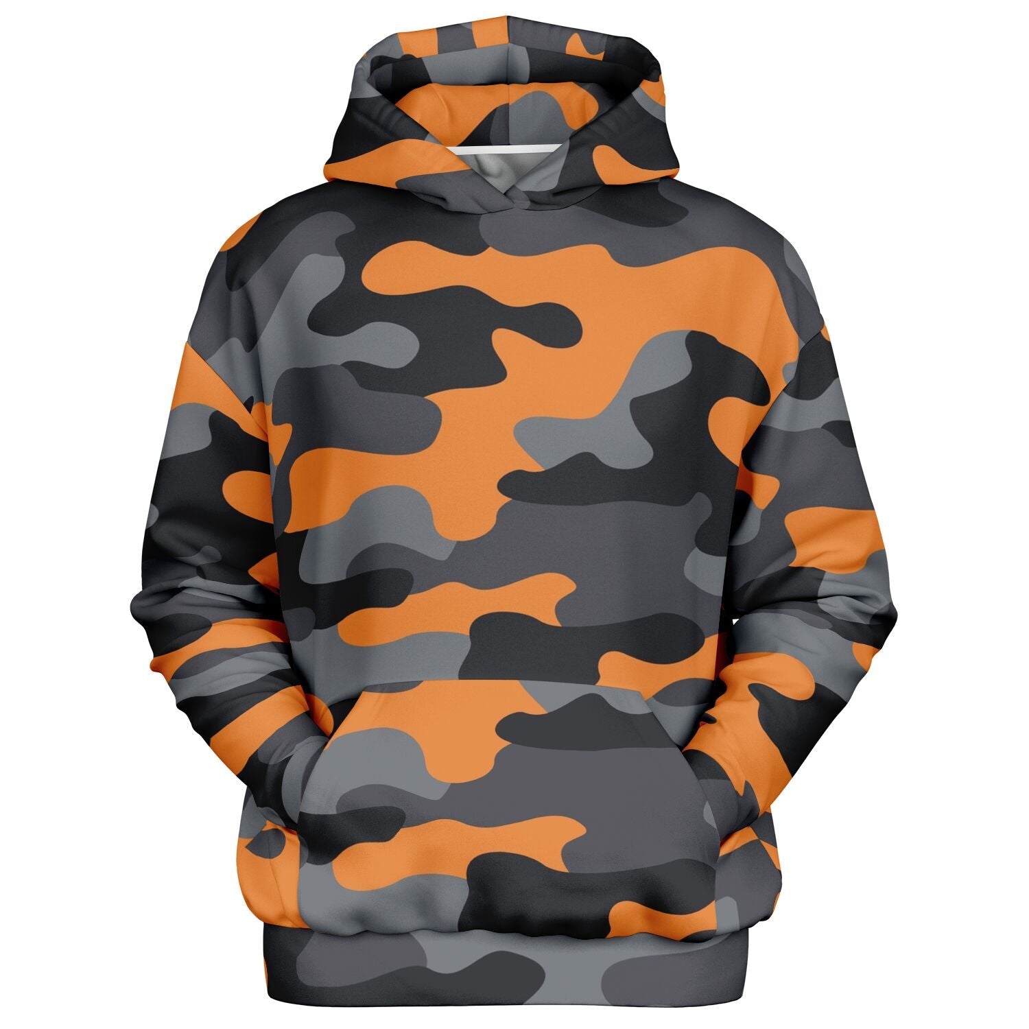 Oversized Camo Hoodie | Orange, Gray and Black | Camo Colors