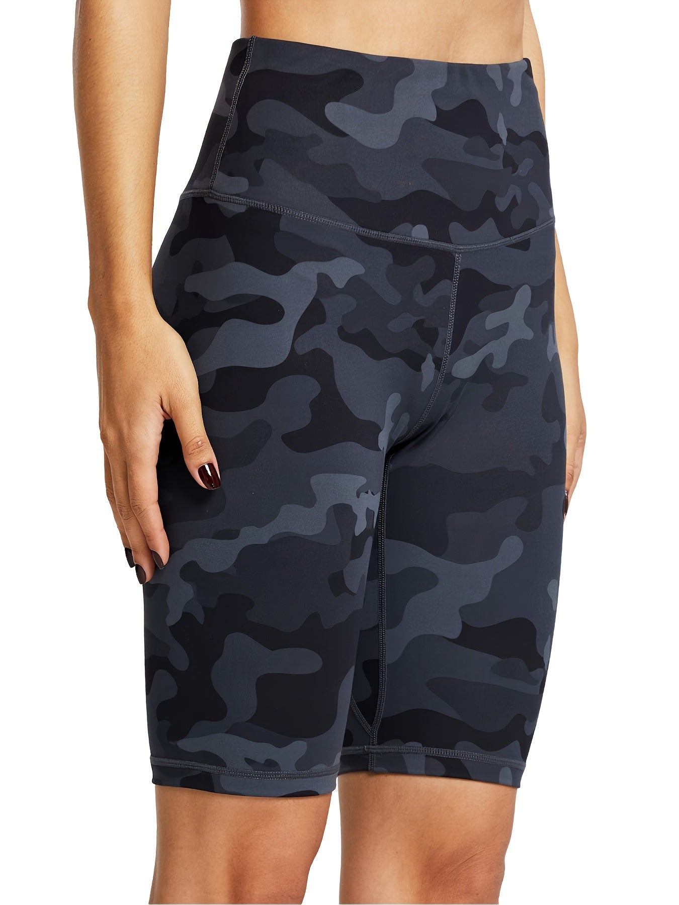 Women's Biker Shorts: High-Waisted, Hidden Pockets, Athletic Wear Camo Colors