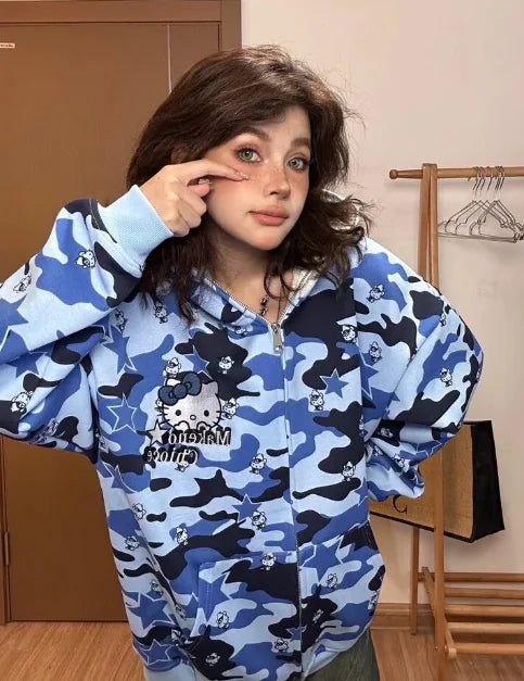 Hello Kitty Camo Zip Up Hoodie Camo Colors