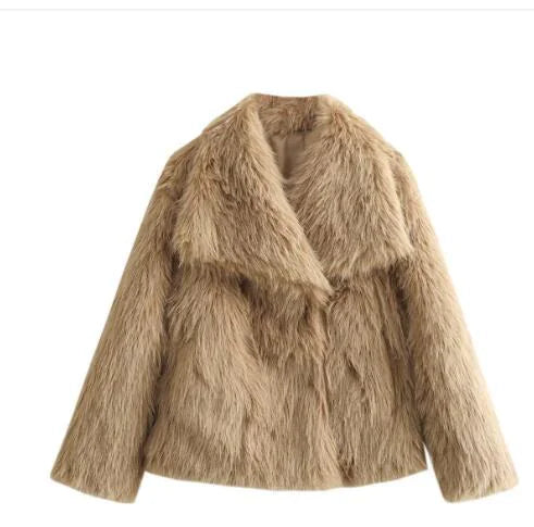 Women's Faux Fox Fur Coat Camo Colors