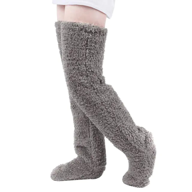 Over Knee High Fuzzy Long Socks Camo Colors