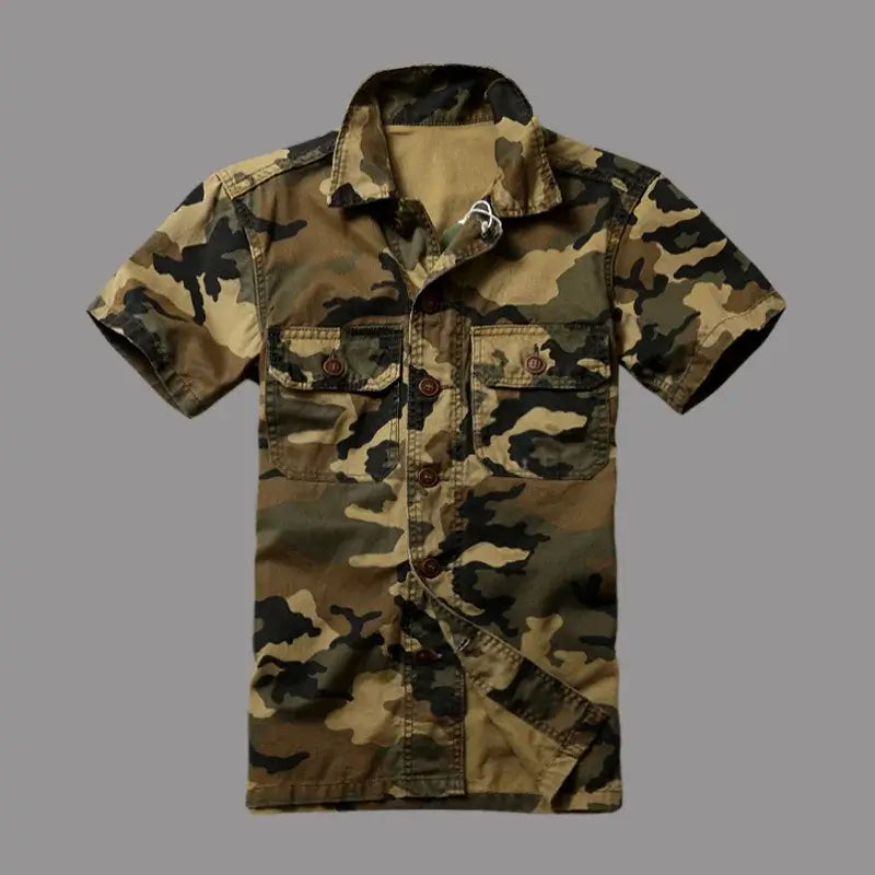 Men's Camouflage Cotton Shirt – Slim Fit Summer Tee | Camo Colors