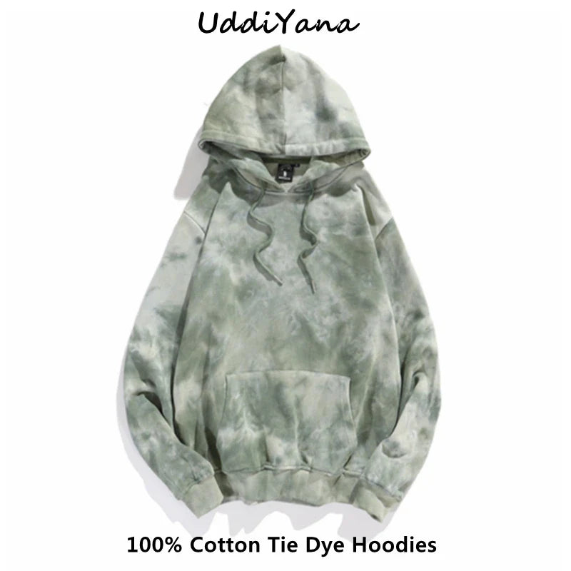 Cotton Tie Dye Hoodie – Unisex Harajuku Streetwear | Camo Colors