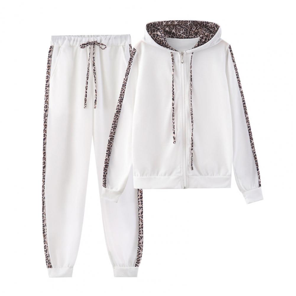 Women’s Leopard Stitching Two-Piece Tracksuit – Hoodie & Pants Set | Camo Colors